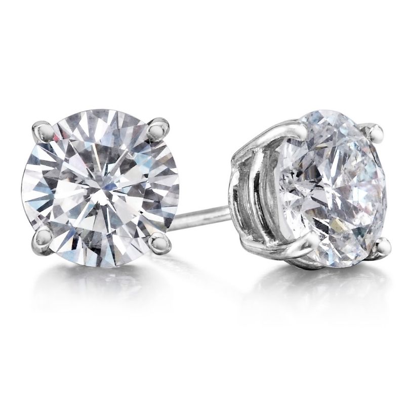 14K White Diamond Stud Earrings 3.42Tw